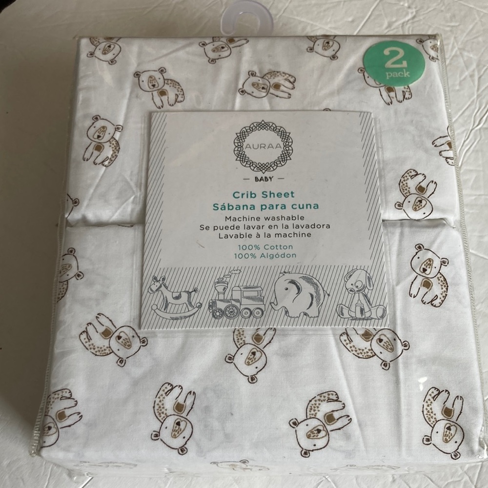 AURAA Baby Fitted Crib Sheets 2Pack